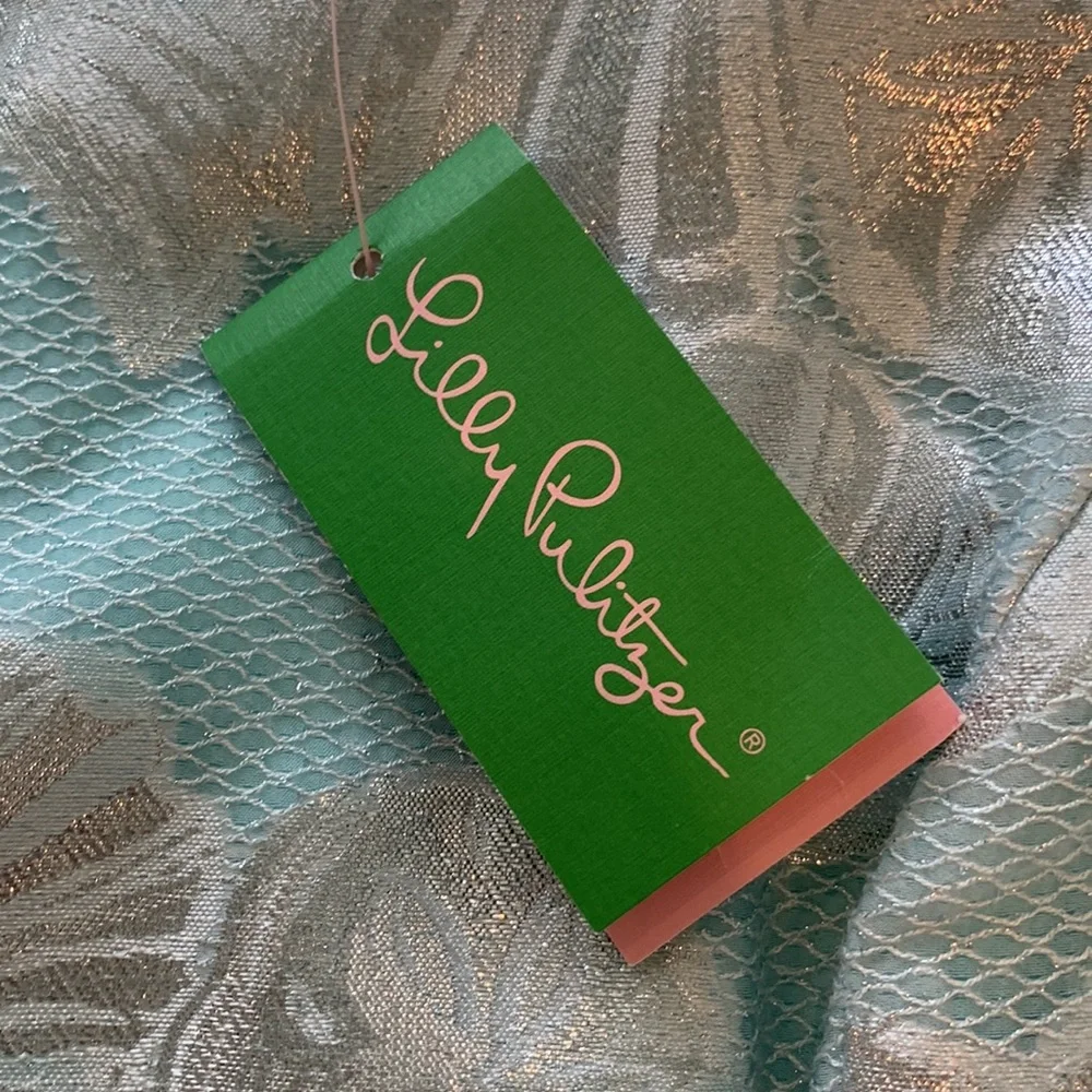 Lilly Pulitzer Aqua and Silver Mini Dress - Picture 7 of 12